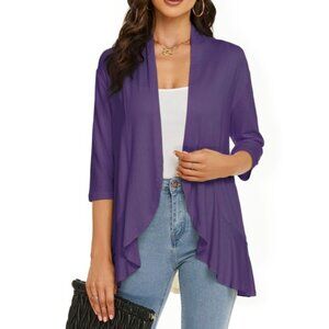 Women's Open Front 3/4 Sleeve Soft Cardigan